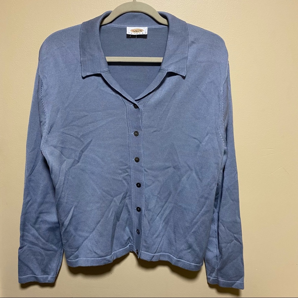 Talbots Vintage Button Up Cardigan Blue size Large Petite